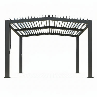 Louvered Pergola 11 Ft X 13 Ft, Outdoor Pergola with Adjustable Louvered Roof, Reinforced Aluminum Frame, Integrated Drainage System, Hardtop Gazebo for Patio, Deck, Gray