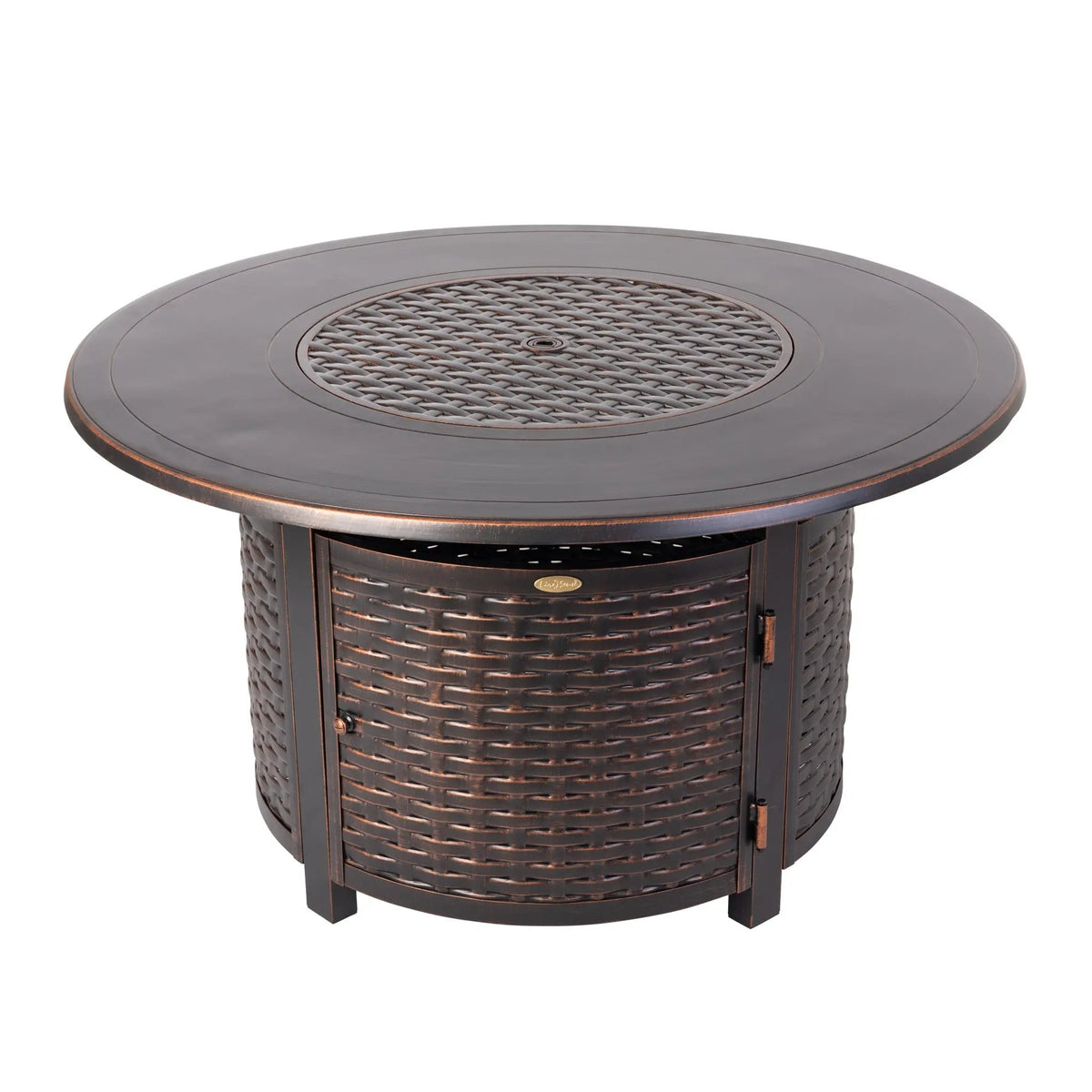 Florence 44" Round Woven Aluminum Convertible Gas Fire Pit Table