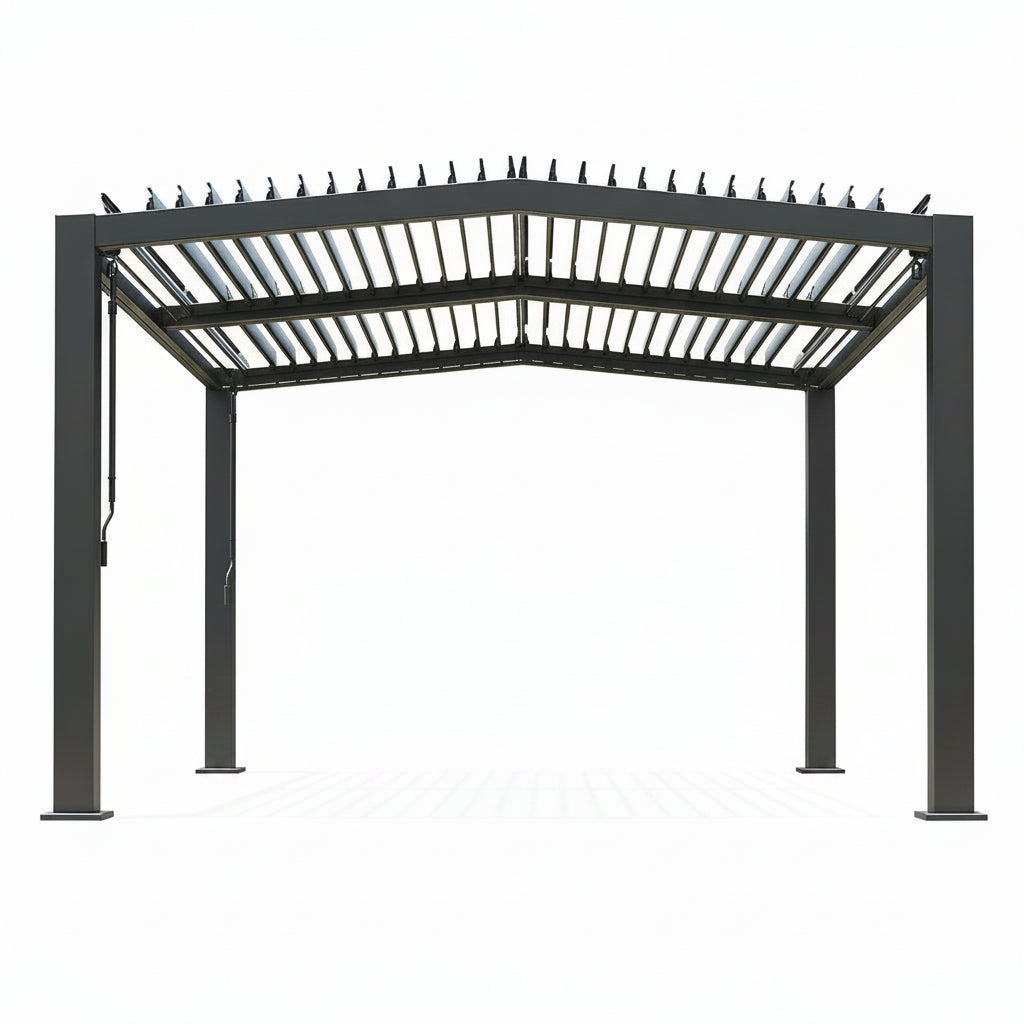 Louvered Pergola 11 Ft X 13 Ft, Outdoor Pergola with Adjustable Louvered Roof, Reinforced Aluminum Frame, Integrated Drainage System, Hardtop Gazebo for Patio, Deck, Gray