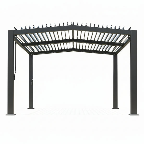Louvered Pergola 11 Ft X 13 Ft, Outdoor Pergola with Adjustable Louvered Roof, Reinforced Aluminum Frame, Integrated Drainage System, Hardtop Gazebo for Patio, Deck, Gray