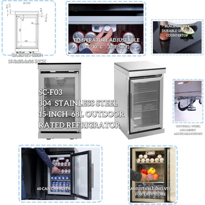 Modular Outdoor Kitchen BBQ Island, 104" Outdoor Kitchen Propane Gas Island Grill with Sink, Compact Refrigerator, Storage Cabinets, Rotisserie Kit (Silver, 104")